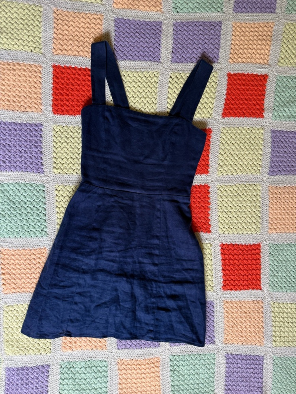 Reformation Brigitte Linen Dress - Navy
